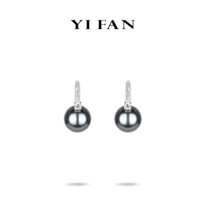 Welfare exclusive Minimalist collection: Modern"Shades of Grey Night Pearls" delicate dangle Earrings