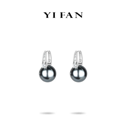 Welfare exclusive Minimalist collection: Modern"Shades of Grey Night Pearls" delicate dangle Earrings