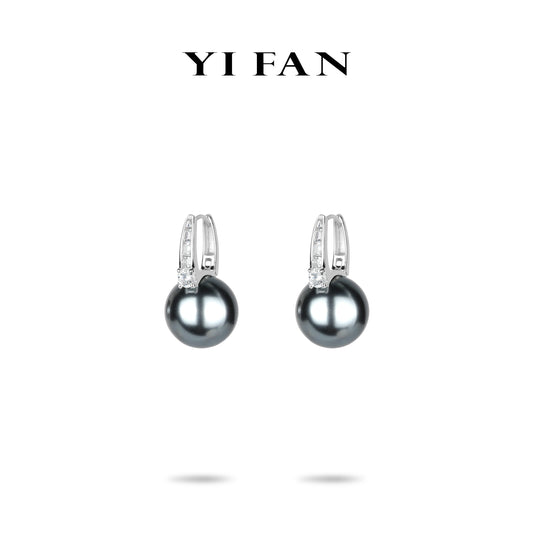 Welfare exclusive Minimalist collection: Modern"Shades of Grey Night Pearls" delicate dangle Earrings