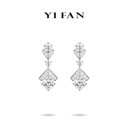 Geometric Luminance Collection: Modern “Archi-Sparkle Drop” exquisite Earrings