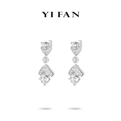 Geometric Luminance Collection: Modern “Archi-Sparkle Drop” exquisite Earrings