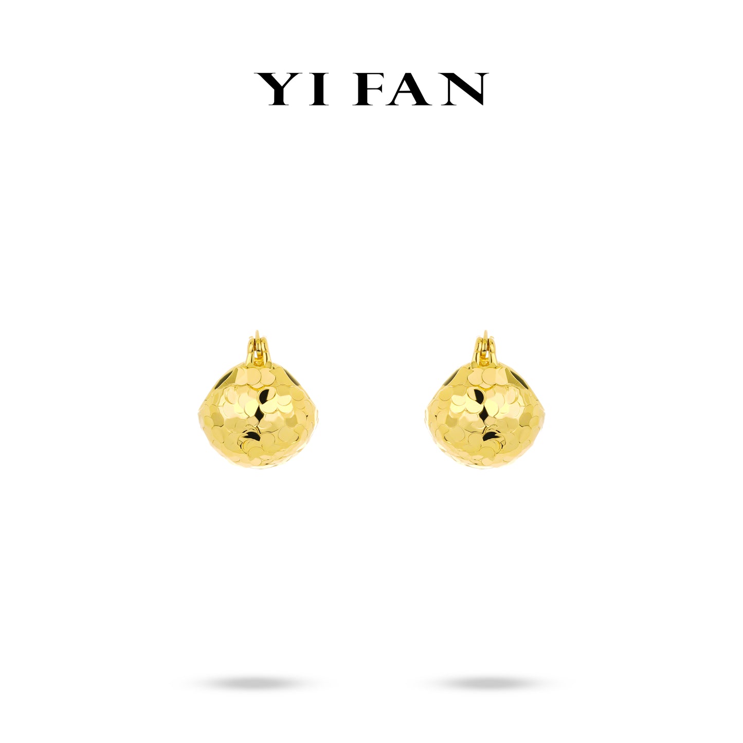 Promote Gilded Sparkle Collection: Modern "Golden Crushed ice Lychee" unique Earrings
