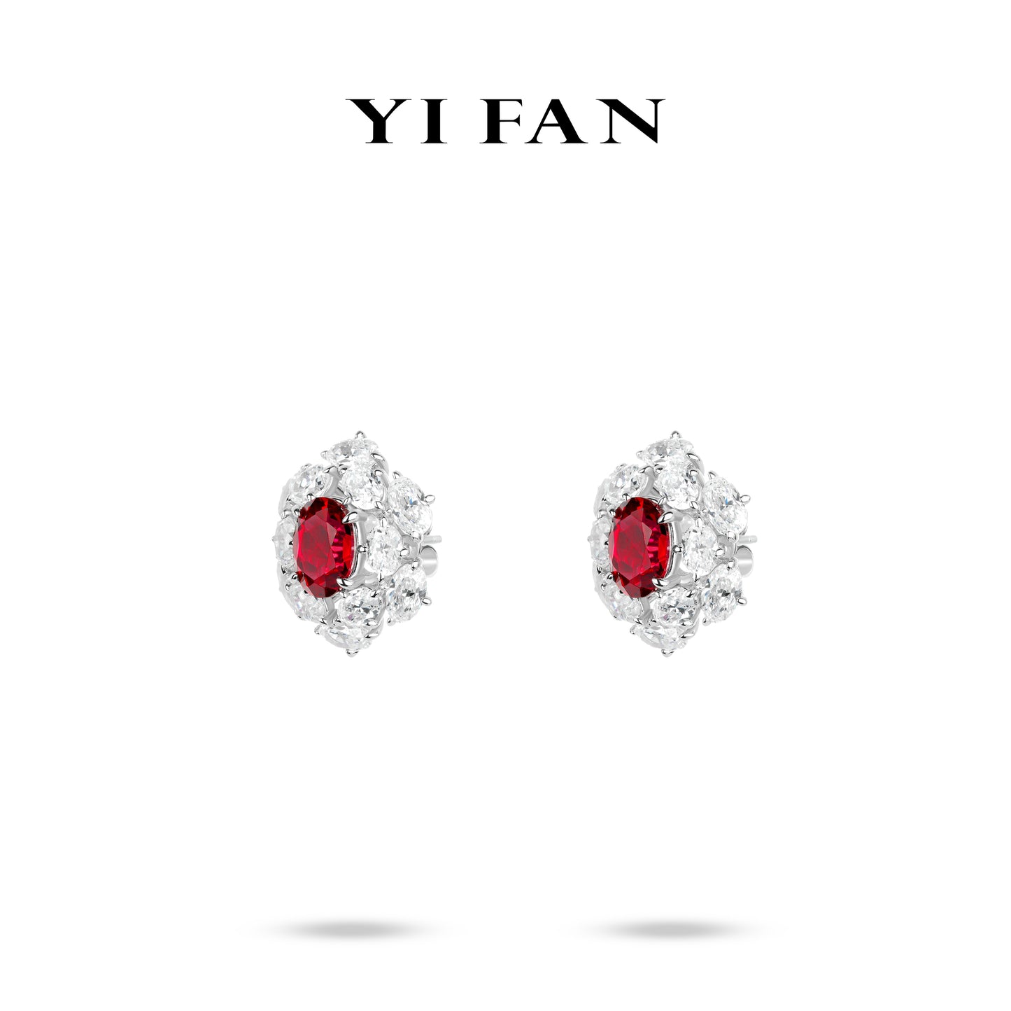 Ruby Color collection: Modern "Ancora Red Pigeon-Eggs" detailed Earrings