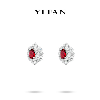 Ruby Color collection: Modern "Ancora Red Pigeon-Eggs" detailed Earrings