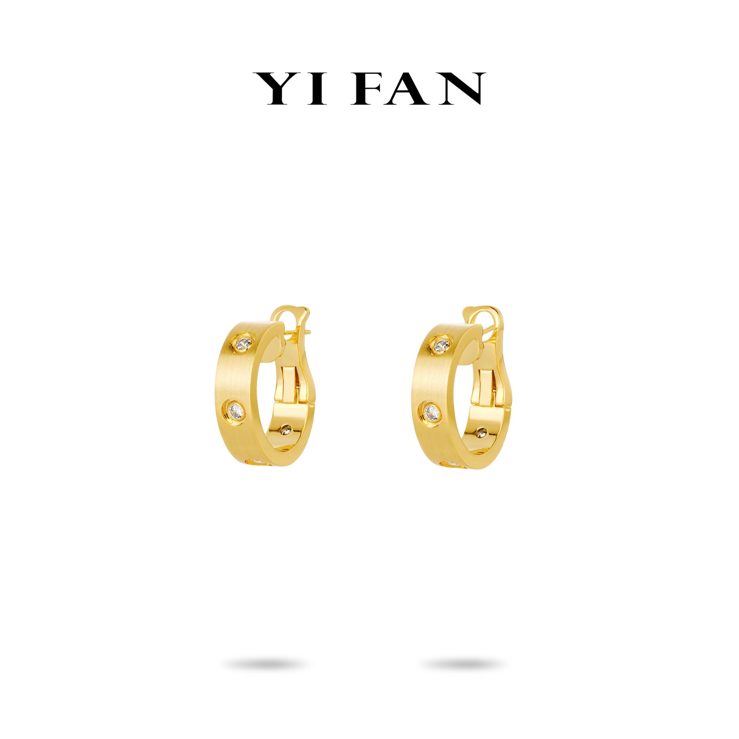 Golden time collection: Modern Brushed "Bright Love Stars" exquisite CNC Hoop Earrings