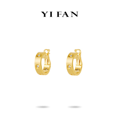 Golden time collection: Modern Brushed "Bright Love Stars" exquisite CNC Hoop Earrings