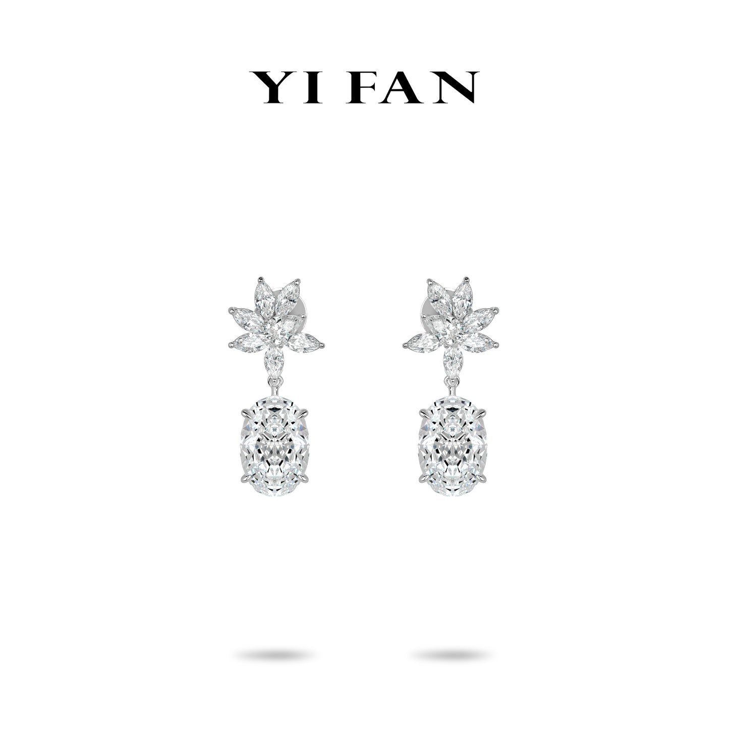 High Jewelry collection: Glamorous "Lotus Embrace Icy Oval Sparkle" exquisite Dangle Earrings