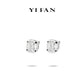 Emerald-cut collection:  Modern Bezel-setting "Emerald-cut Ice Cube" Ear studs