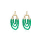 Green chalcedony hand carved beads "chandelier" dangle earrings