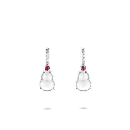 Limited edition: Luxury White Burmese Jade Bottle gourd "Hulu" Earrings