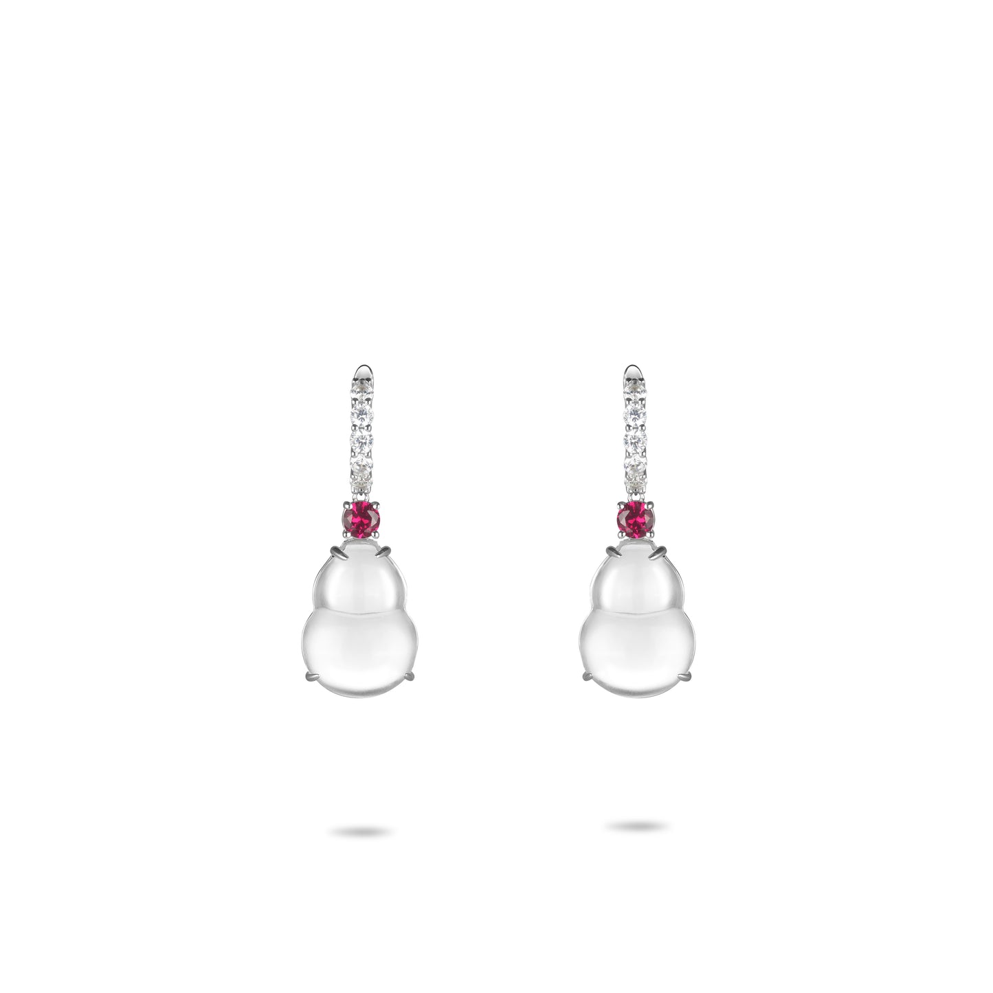 Limited edition: Luxury White Burmese Jade Bottle gourd "Hulu" Earrings