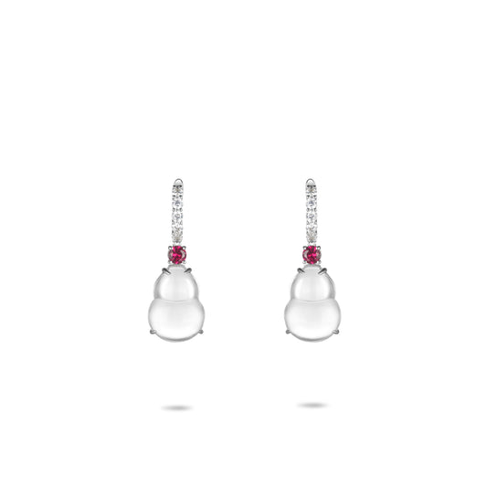 Limited edition: Luxury White Burmese Jade Bottle gourd "Hulu" Earrings