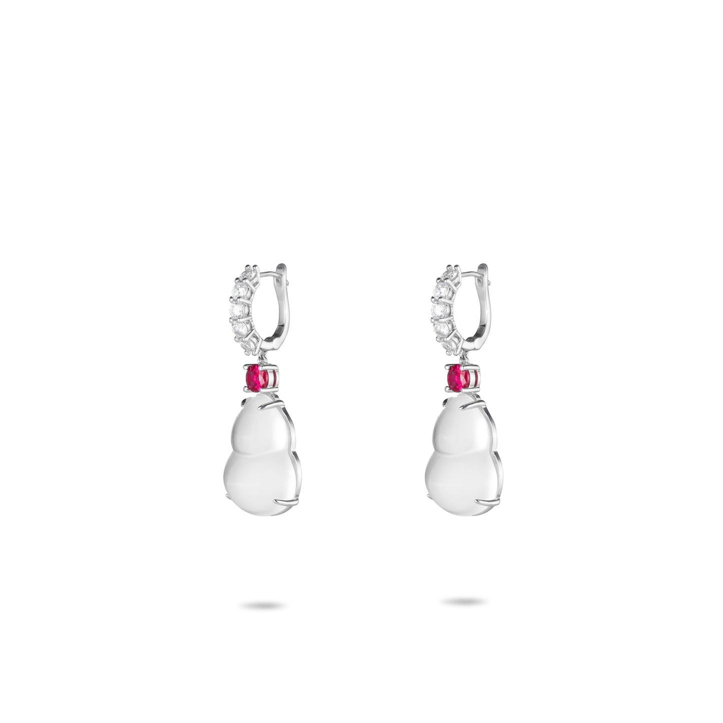 Limited edition: Luxury White Burmese Jade Bottle gourd "Hulu" Earrings