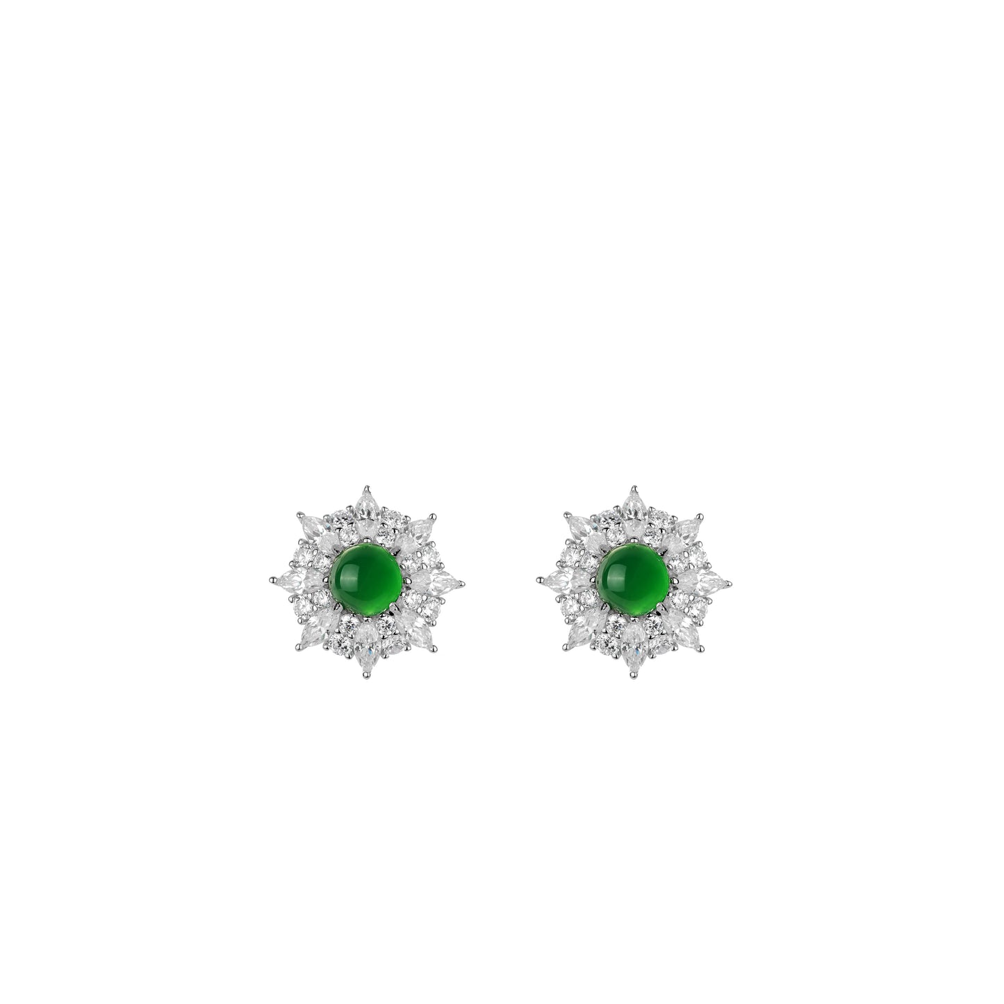 Pre-order Welfare Exclusive: Modern Green chalcedony “Eight pointed star” Ear studs