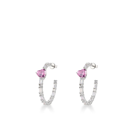 Christmas collection: Pink Hearts hoop earrings