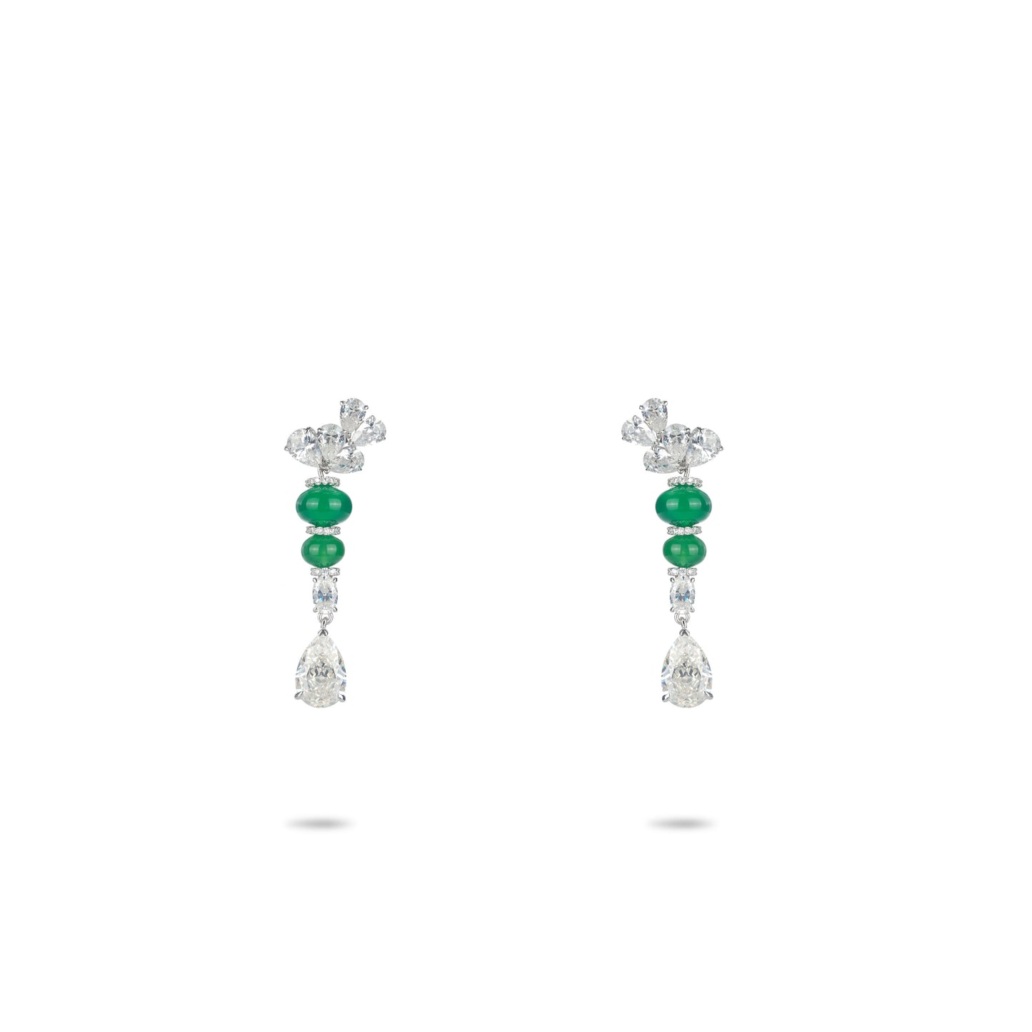 Green chalcedony beads "Water-drop" dangle earrings