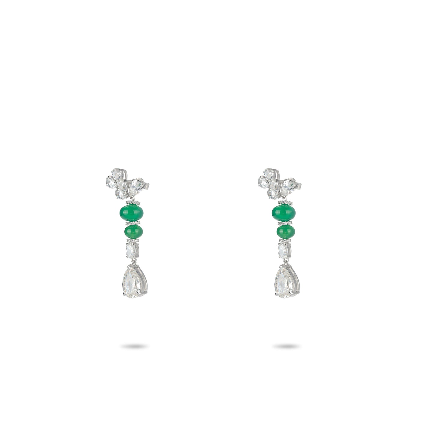 Green chalcedony beads "Water-drop" dangle earrings