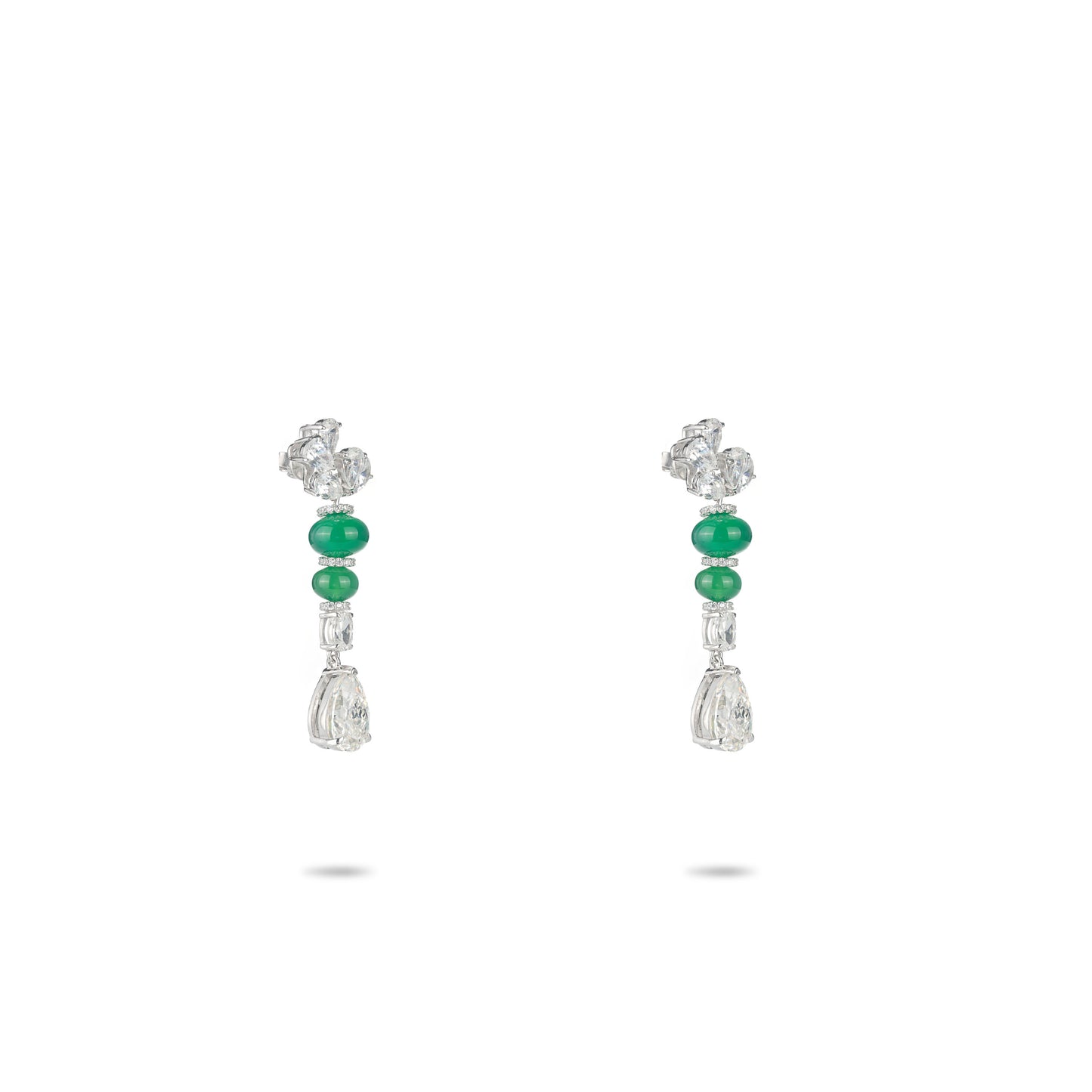 Green chalcedony beads "Water-drop" dangle earrings