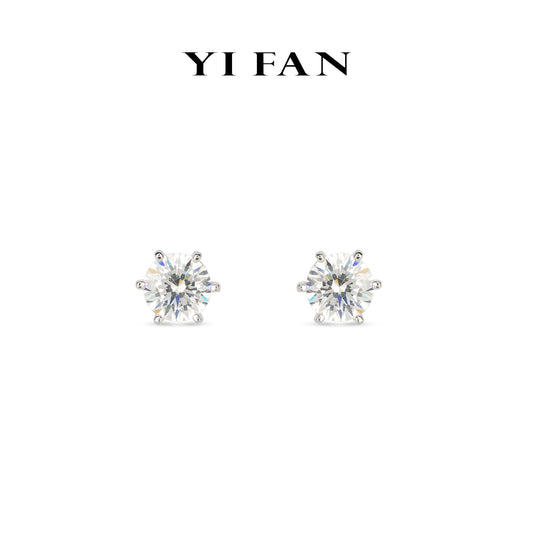 Wedding collection: Brilliant G color "Parisian Stars" delicate Ear Studs with UFO earback (Unisex)