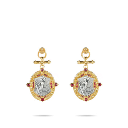 High Jewelry Collection: Antique coin imitation "Mermaid" detailed earrings