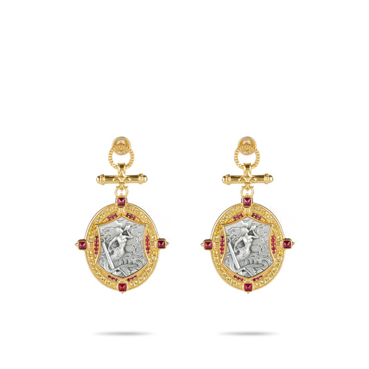 High Jewelry Collection: Antique coin imitation "Mermaid" detailed earrings