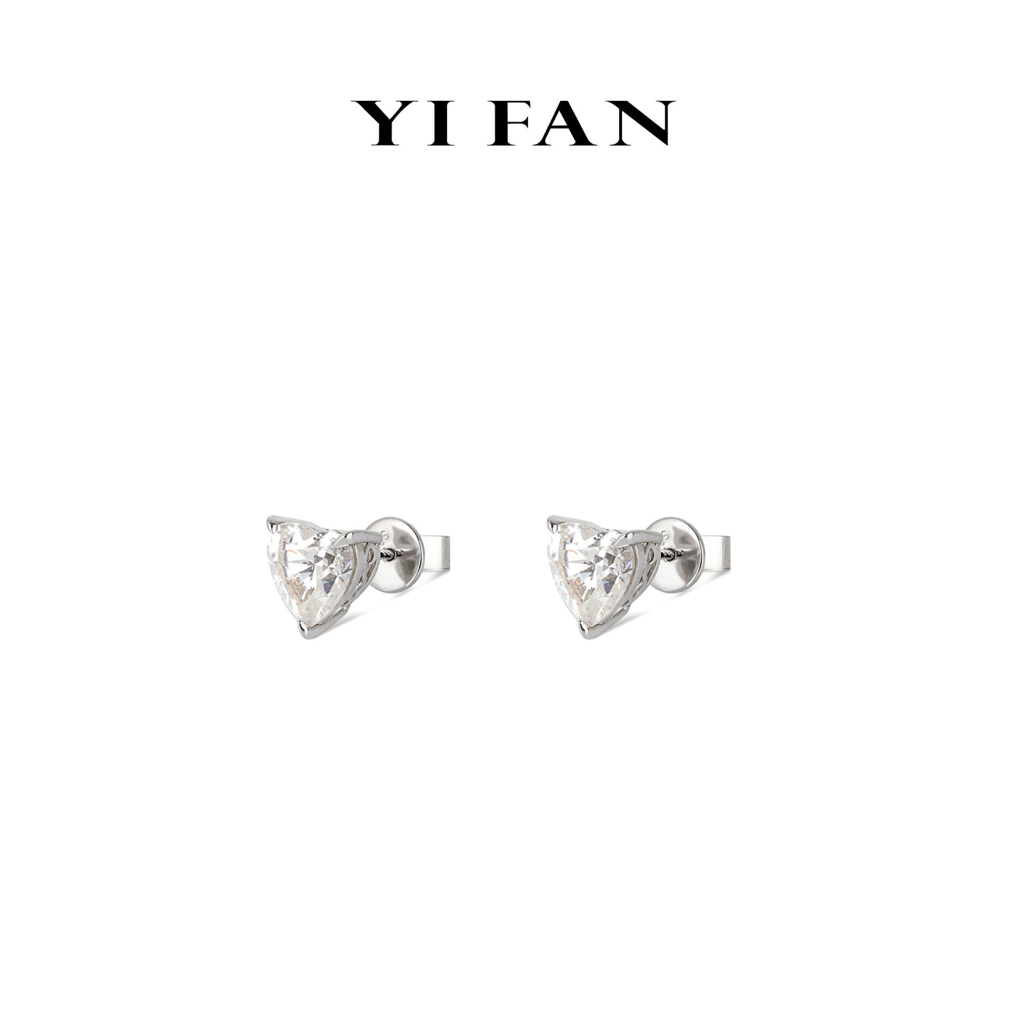 Pure Radiance Collection: Modern "Icy Shining Love Heart" delicate Ear Studs (Each solitaire 3 carats)