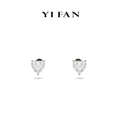 Pure Radiance Collection: Modern "Icy Shining Love Heart" delicate Ear Studs (Each solitaire 3 carats)