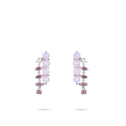 High Jewelry Collection: Light Pink Icy Jade "Spring Love" Unique Modern earrings