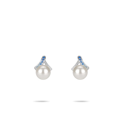 Minimalist collection: Shades of blue white pearl ear studs