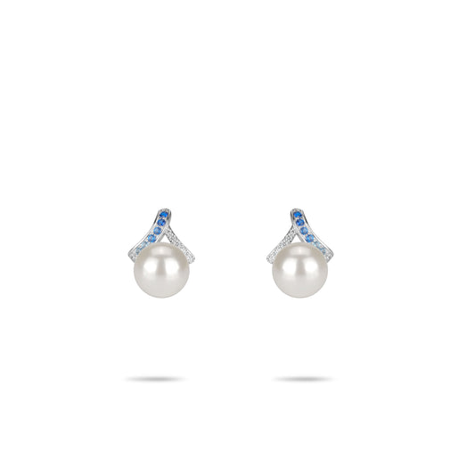 Minimalist collection: Shades of blue white pearl ear studs