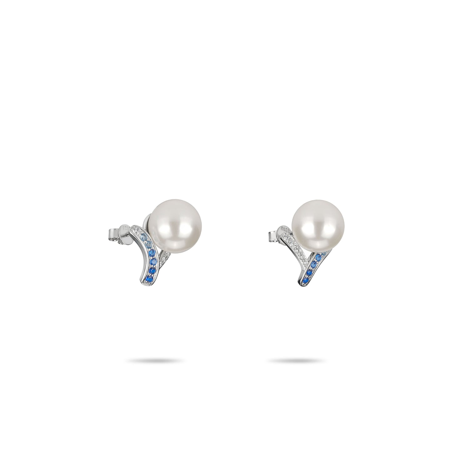 Minimalist collection: Shades of blue white pearl ear studs