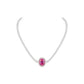 Micro-setting dark oval Pink diamond color Lab created stones Romantic Luxury Tennis chain collar necklace, sterling silver