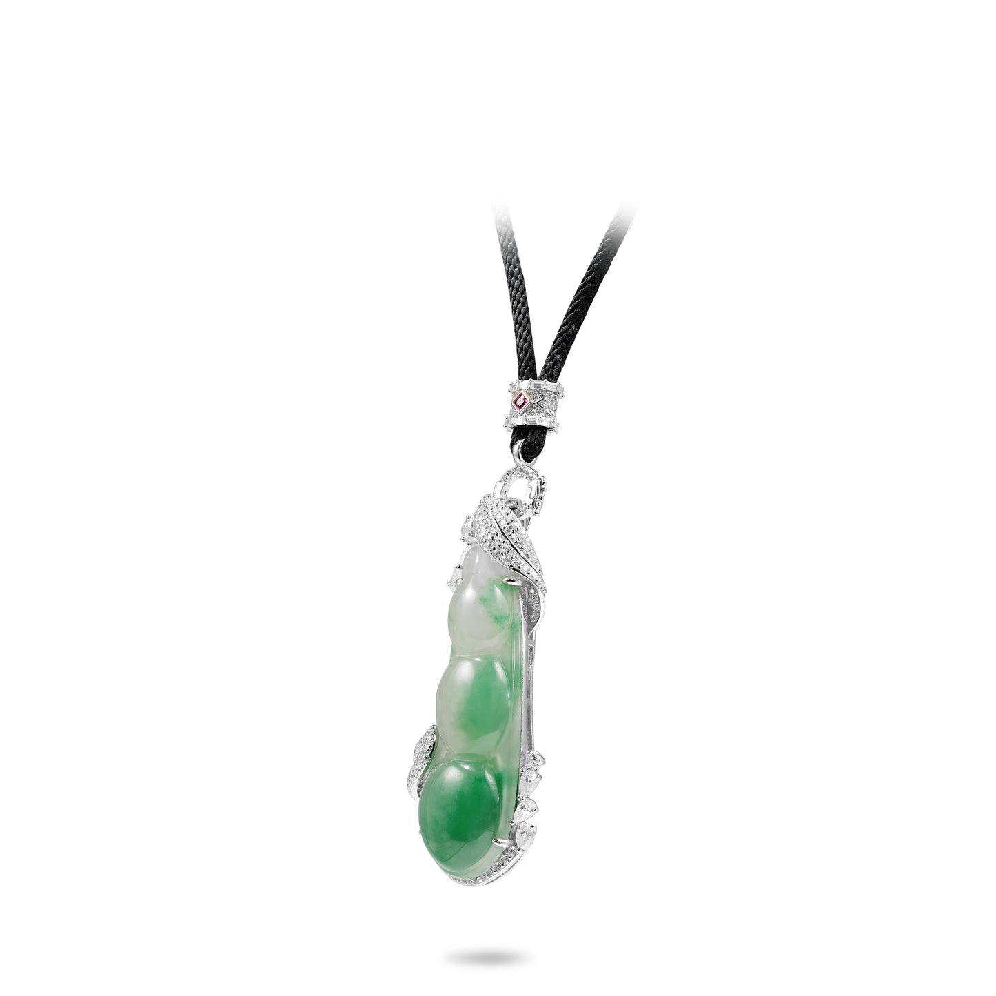 Pre-order High Jewelry Collection: Luxury Dulong Jade "Pea Pod" Pendant Necklace