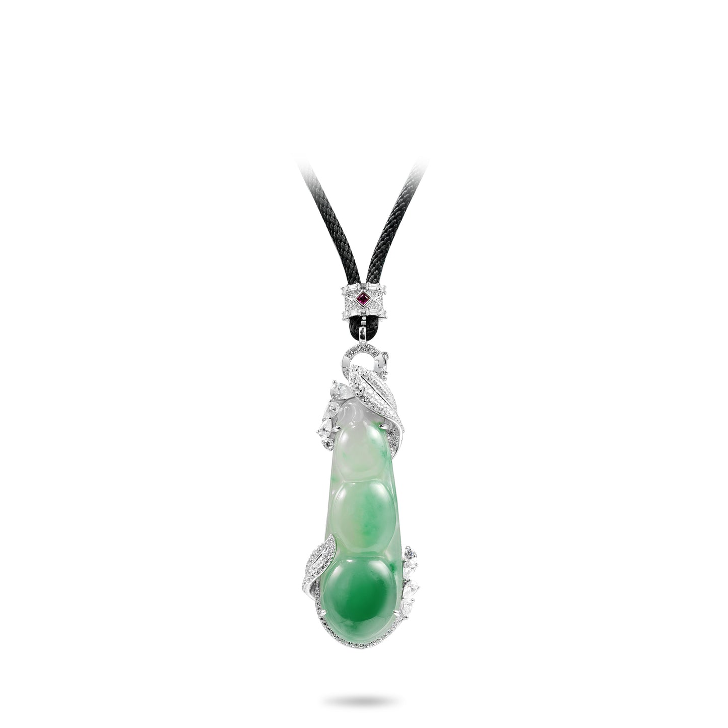 Pre-order High Jewelry Collection: Luxury Dulong Jade "Pea Pod" Pendant Necklace