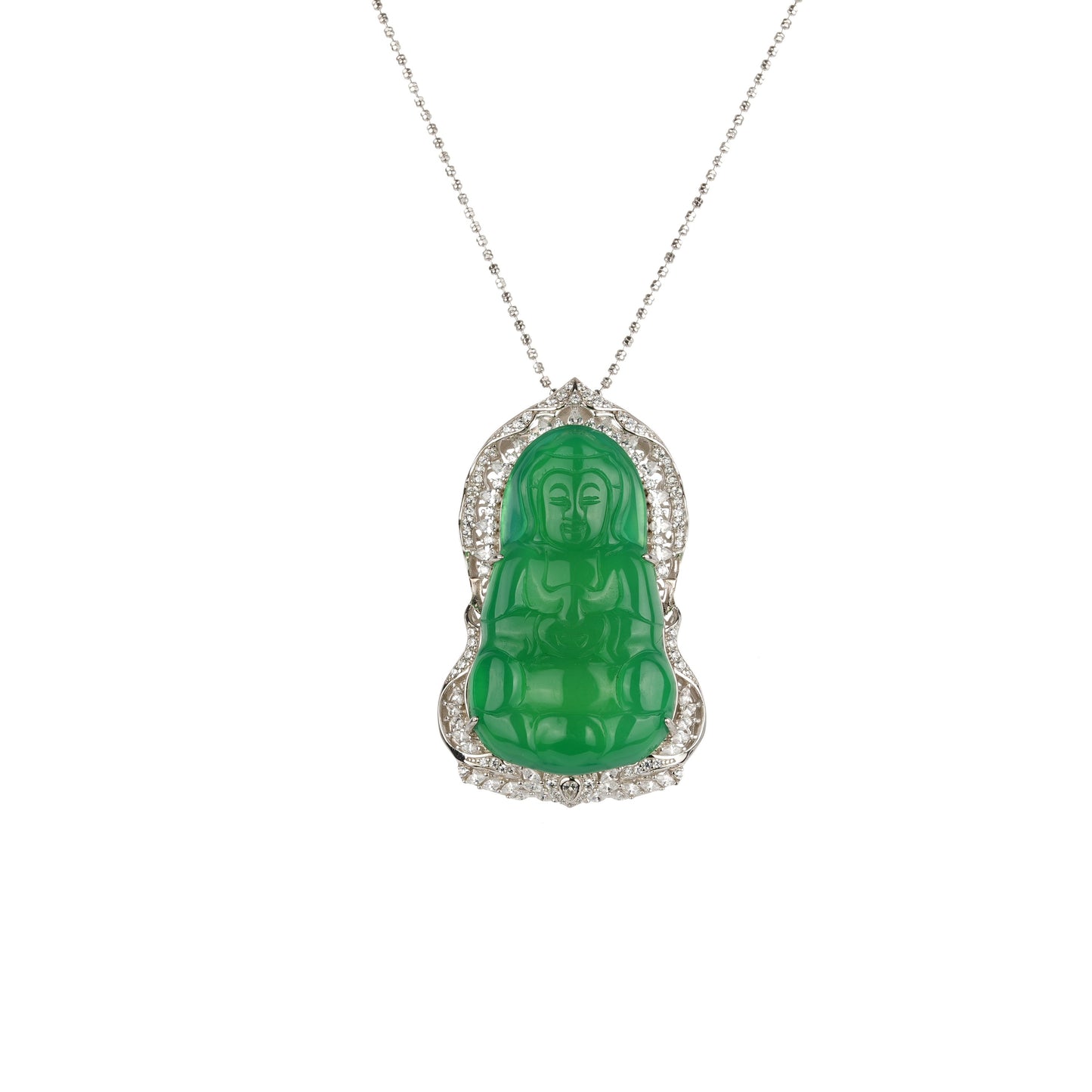 Pre-order Welfare Exclusive: Green chalcedony Big "GuanYin" Pendant Necklace (Unisex)