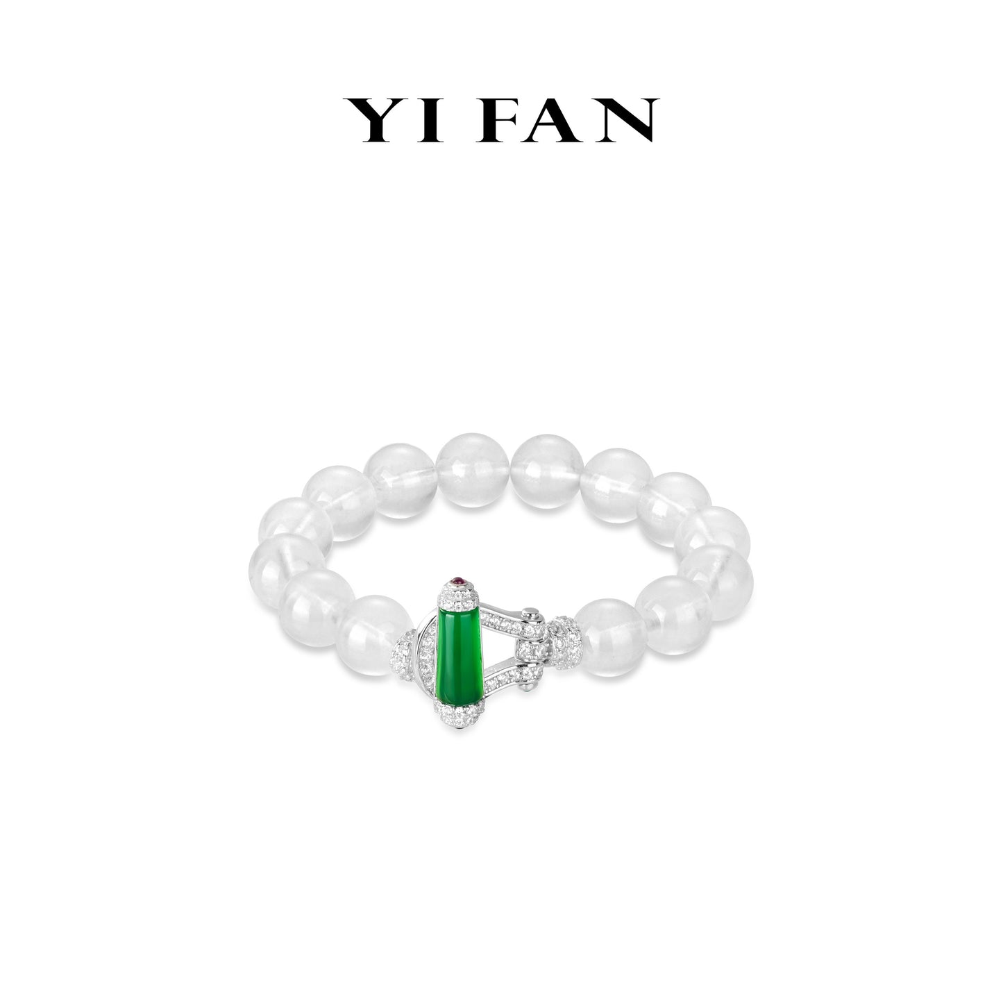 Pre-order High Jewelry collection: Green+Icy jade "Treasure beads with Candy Bar" Modern detailed Bracelet