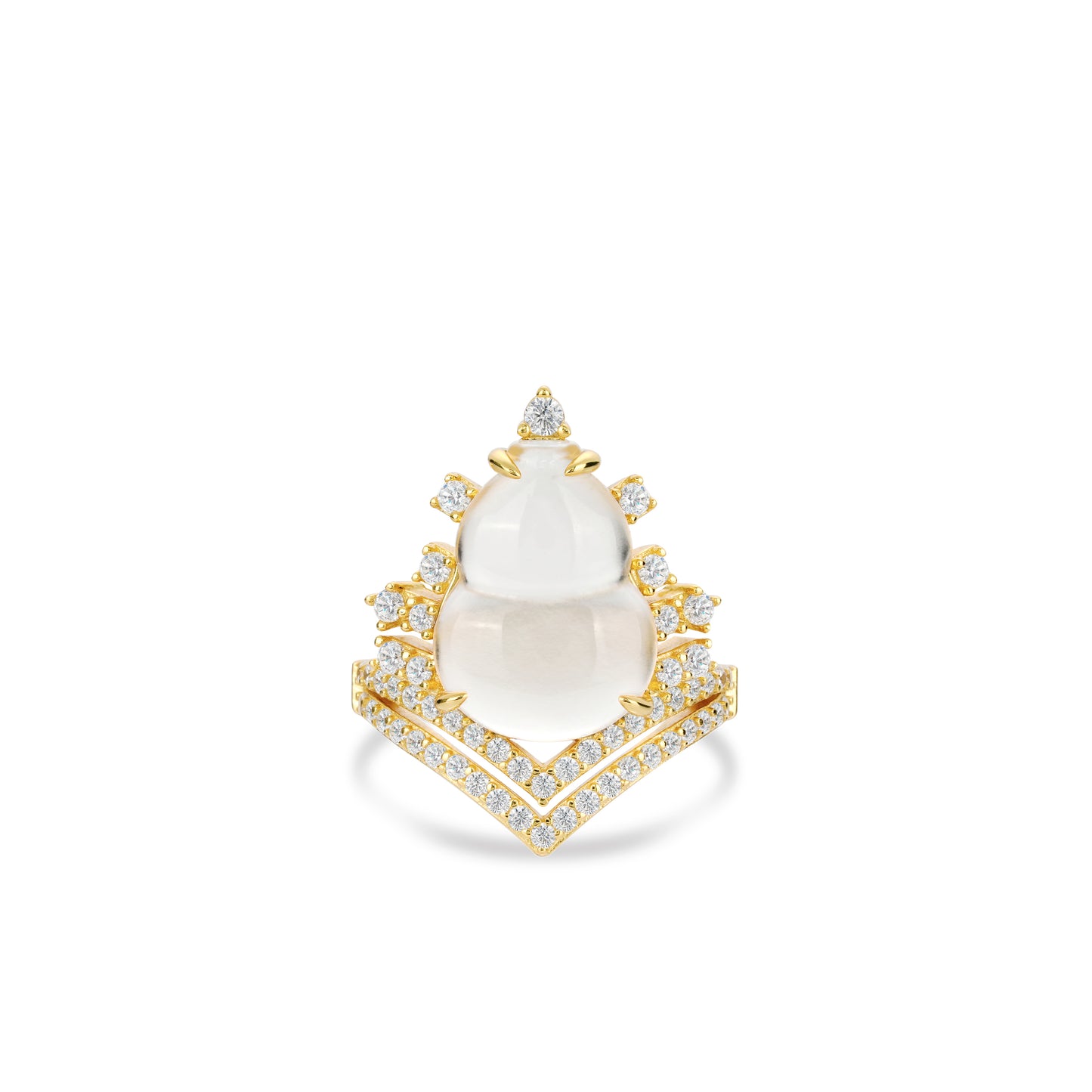 Golden time collection: Icy Jade Bottle gourd "Hulu Crown"  Ring