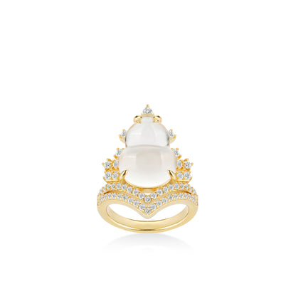 Golden time collection: Icy Jade Bottle gourd "Hulu Crown"  Ring