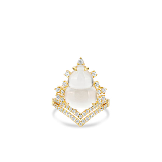 Golden time collection: Icy Jade Bottle gourd "Hulu Crown"  Ring