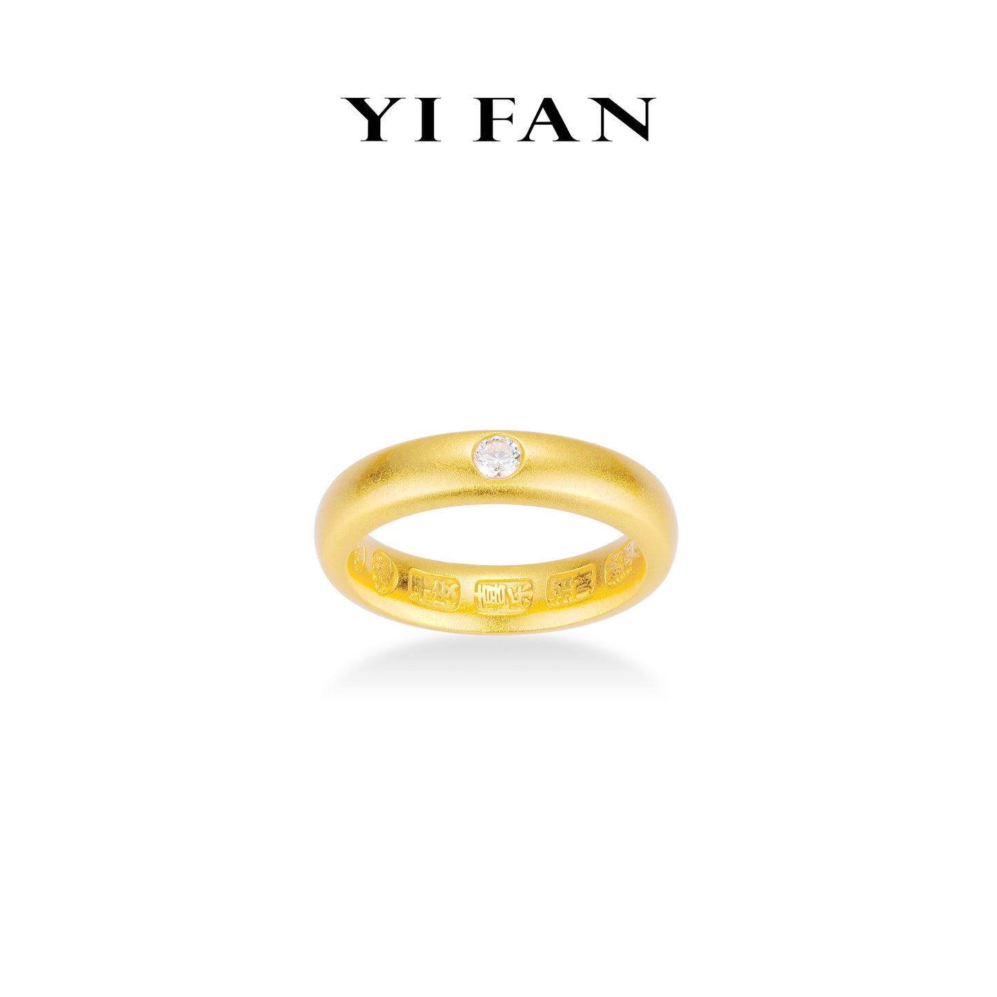 High Jewelry Collection: Golden Satin finish "Multiple Prayer Text characters" Loach-back versatile Ring (Unisex）