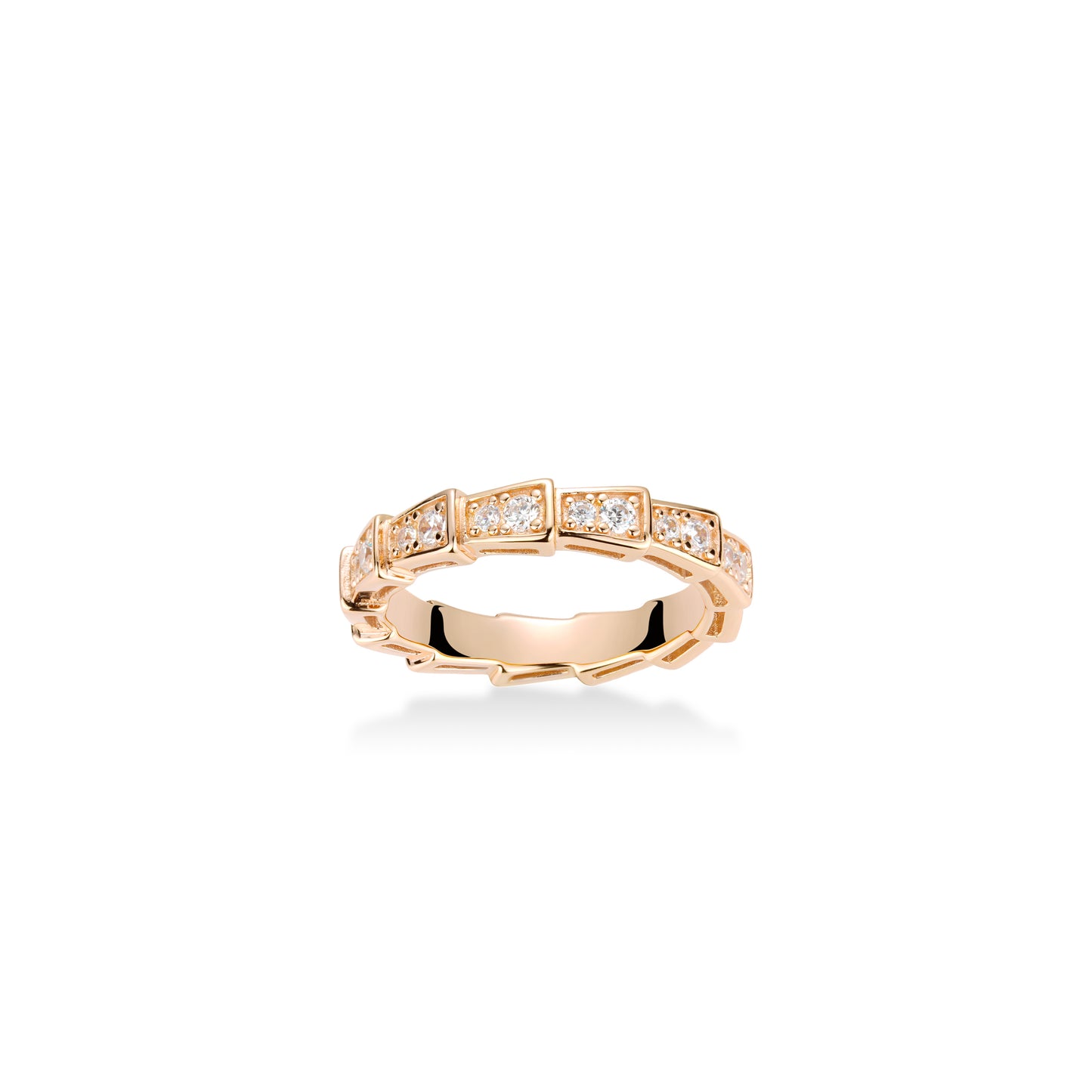 Rose-gold Fever collection: Modern "Serpent pattern" detailed Eternity Ring