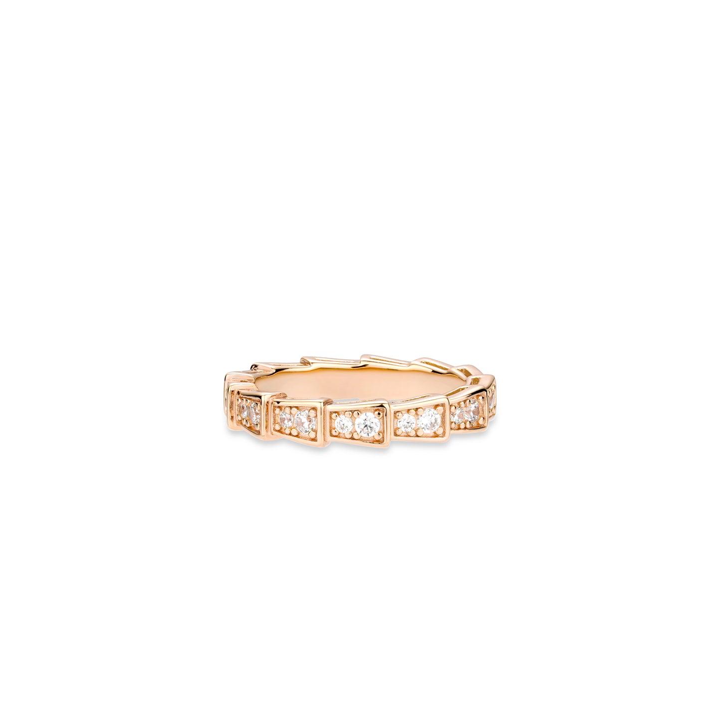 Rose-gold Fever collection: Modern "Serpent pattern" detailed Eternity Ring