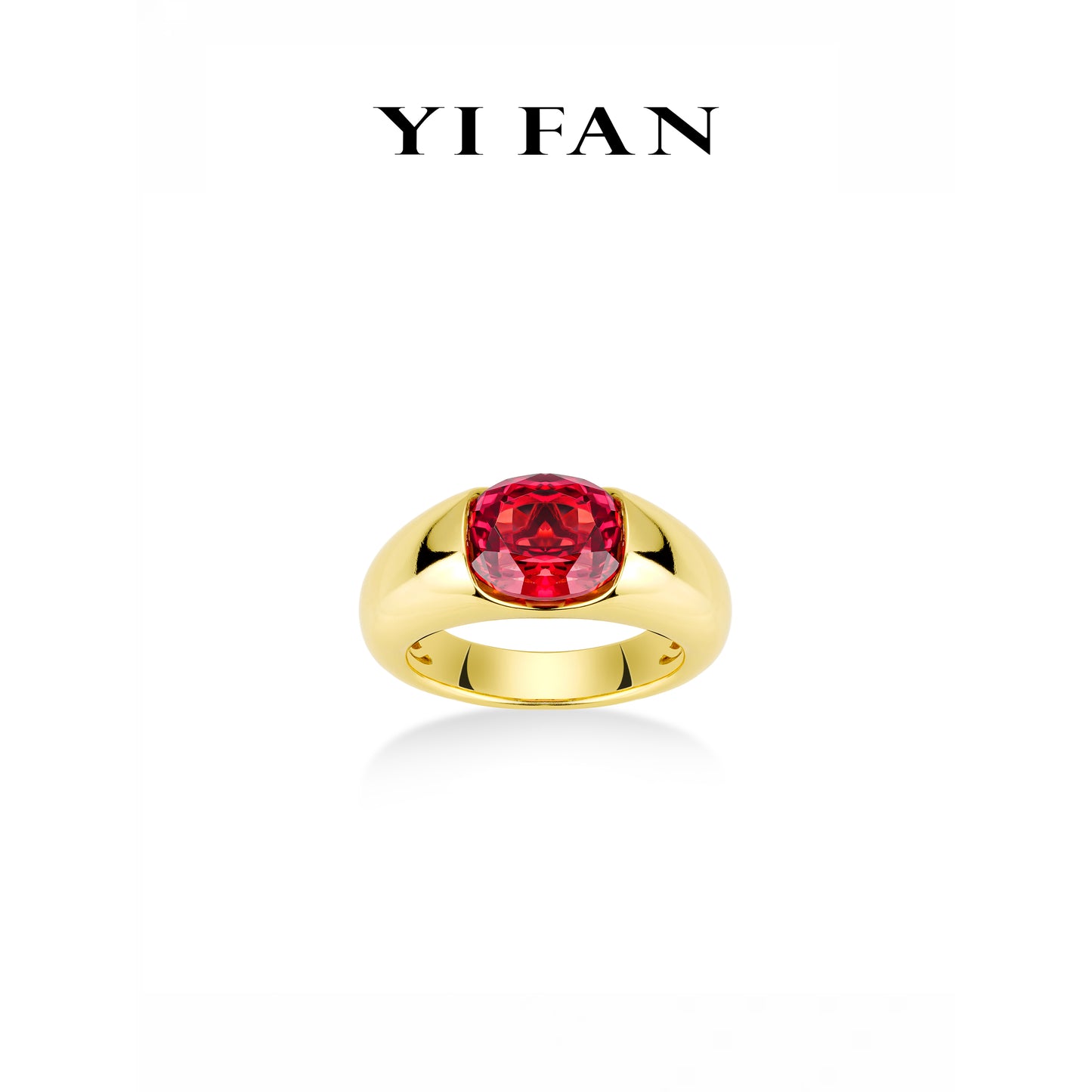 Ruby color collection: Modern "Pigeon Egg Rock" Wide Golden Arm Ring