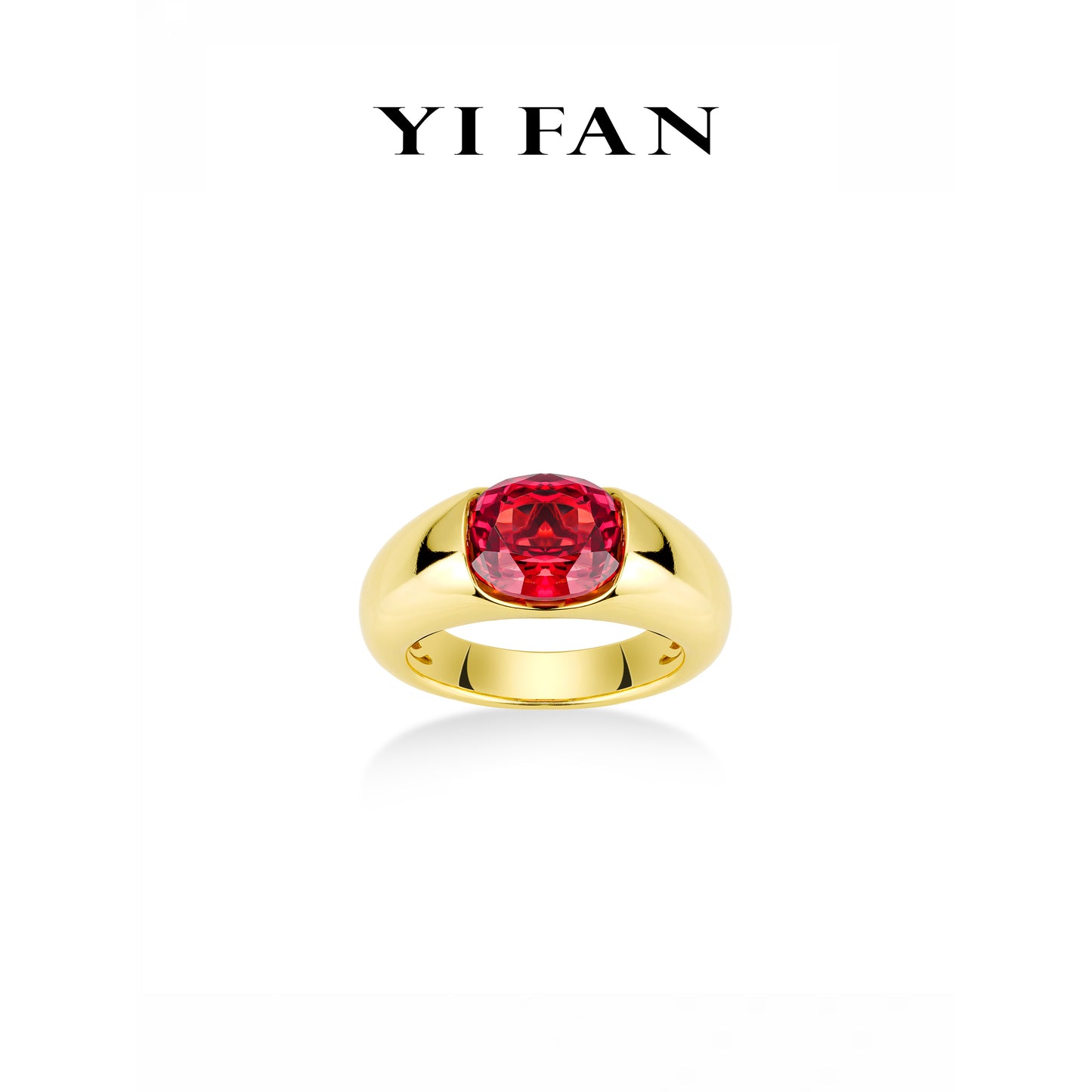 Ruby color collection: Modern "Pigeon Egg Rock" Wide Golden Arm Ring