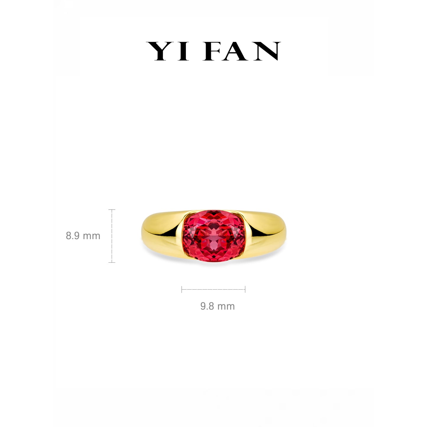 Ruby color collection: Modern "Pigeon Egg Rock" Wide Golden Arm Ring