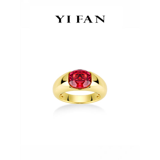 Ruby color collection: Modern "Pigeon Egg Rock" Wide Golden Arm Ring