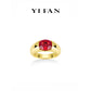 Ruby color collection: Modern "Pigeon Egg Rock" Wide Golden Arm Ring