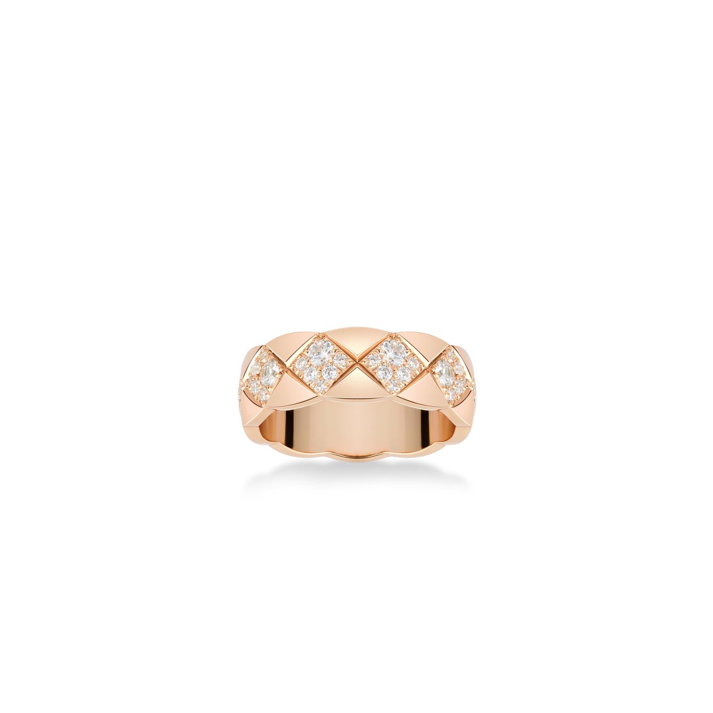 Rose-gold Fever collection: Modern "Rhombic Dreamland" detailed Wide band Ring