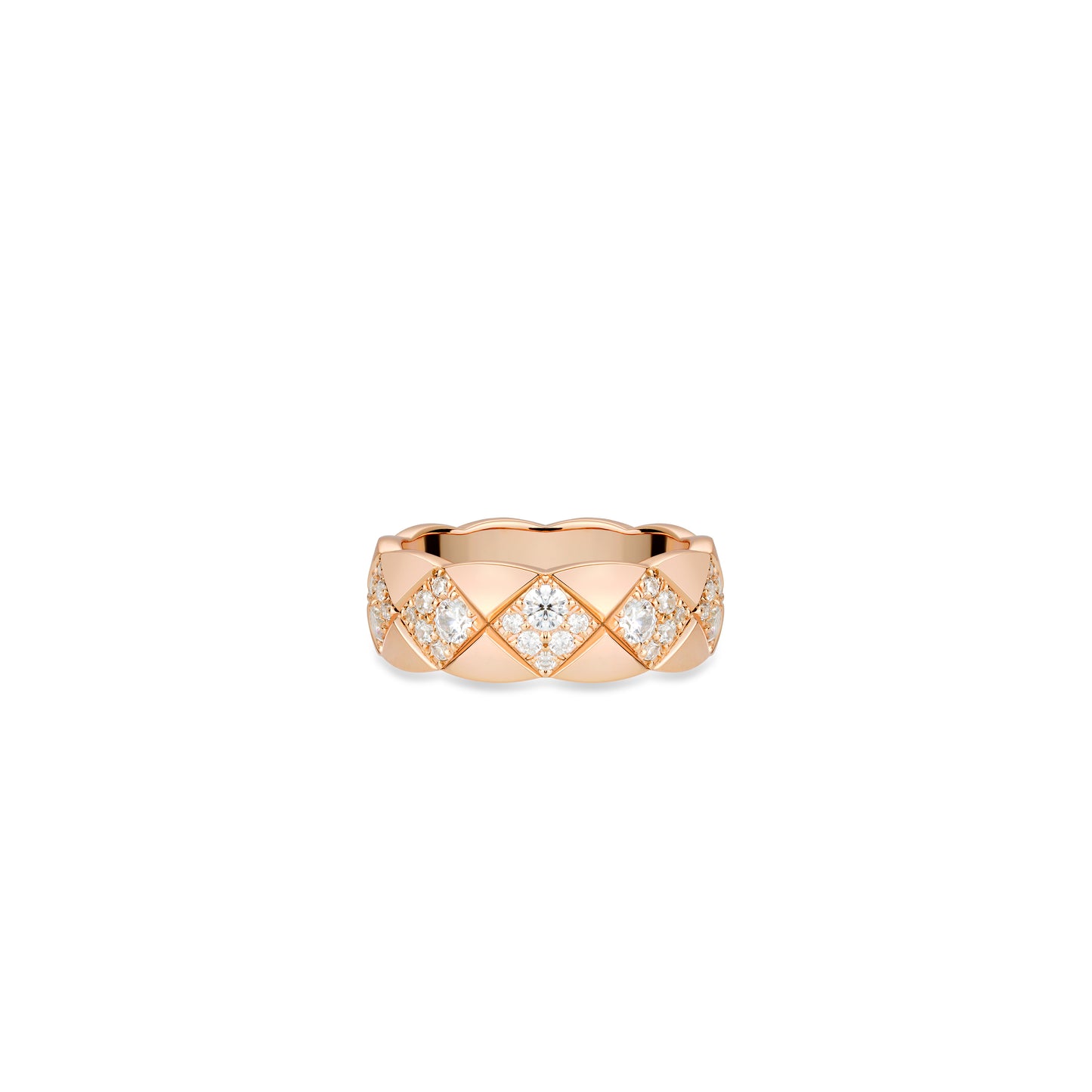 Rose-gold Fever collection: Modern "Rhombic Dreamland" detailed Wide band Ring