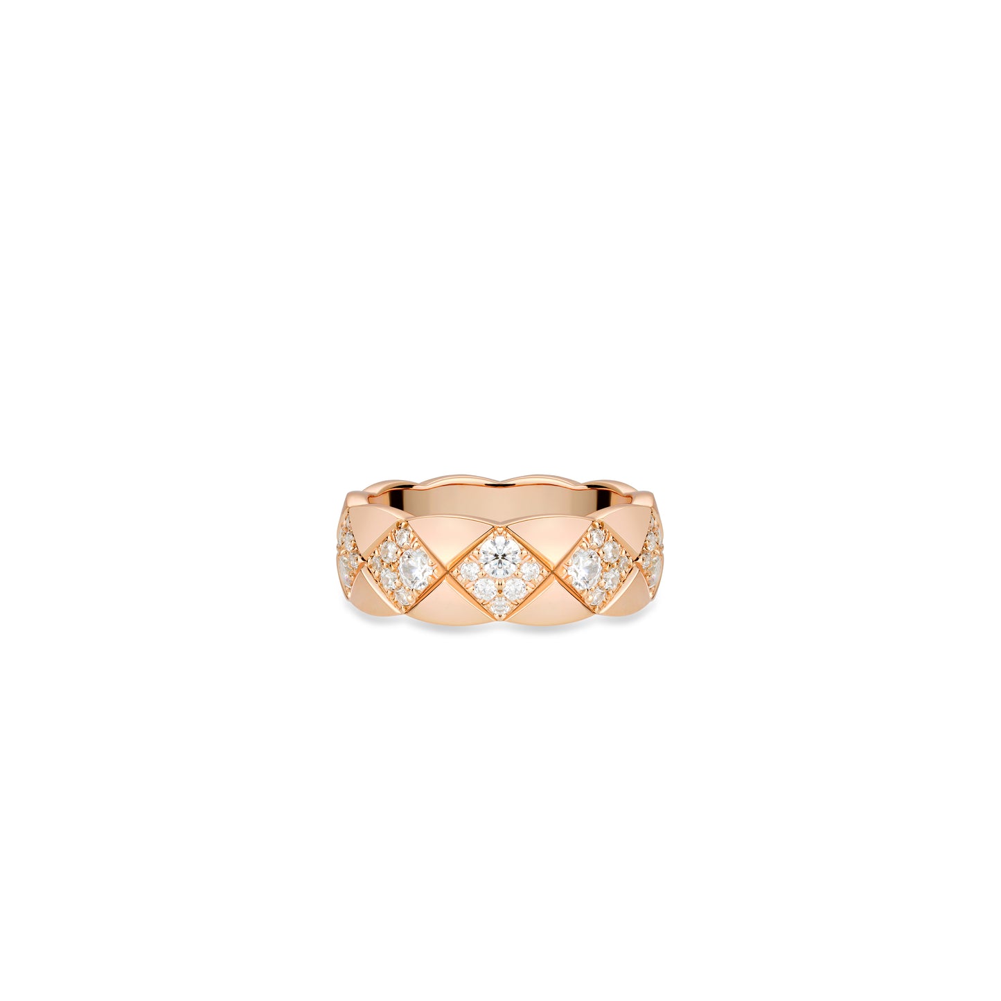 Rose-gold Fever collection: Modern "Rhombic Dreamland" detailed Wide band Ring